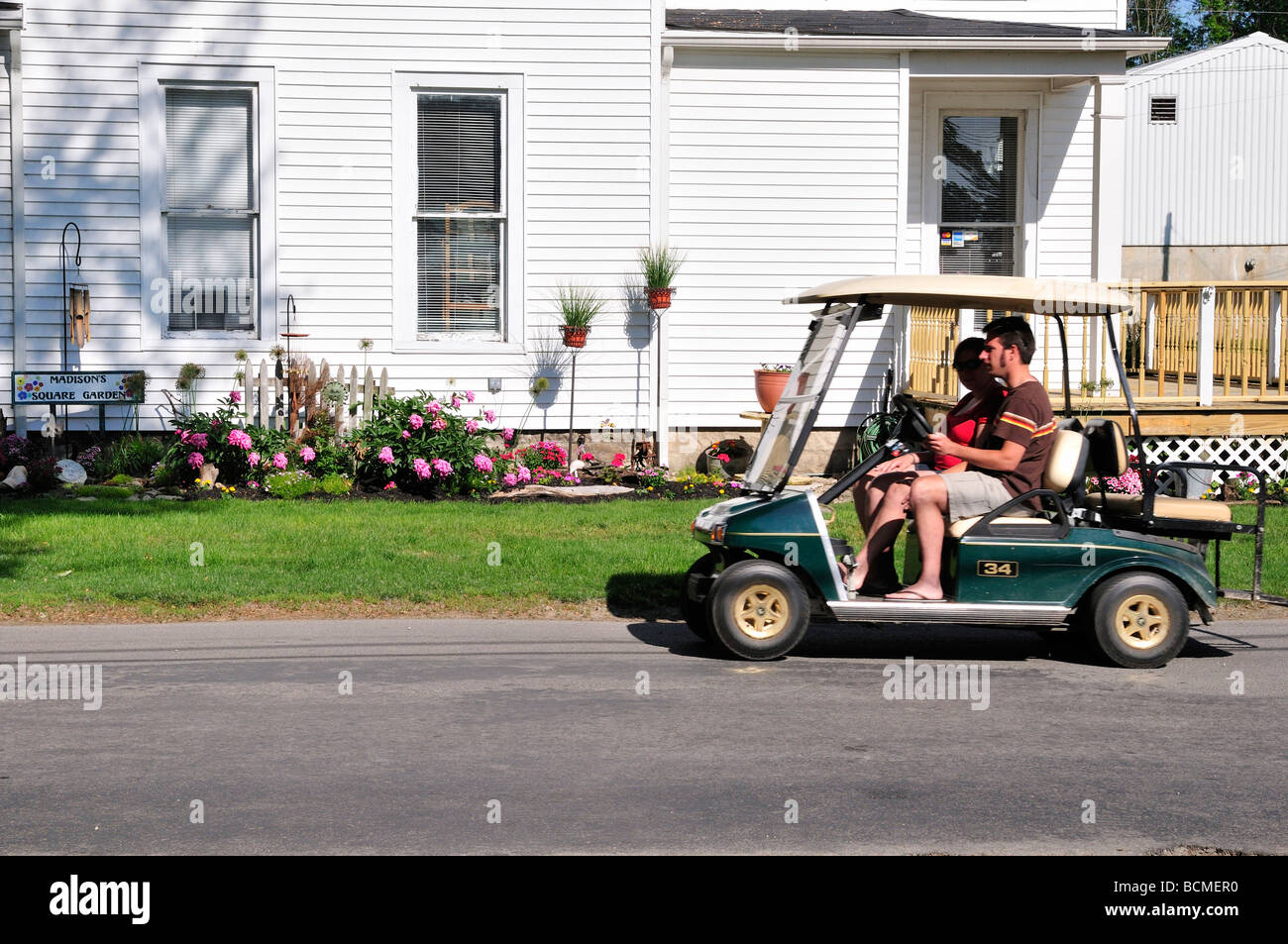 Golf carts are a popular mode of transportation on Kelleys Island Stock