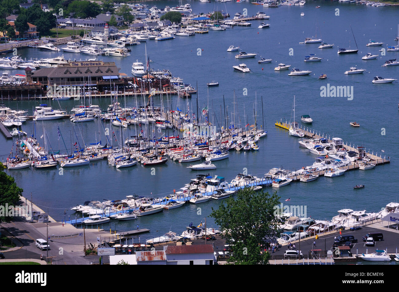 Sailboats crowd the marina at Put in Bay Stock Photo Alamy