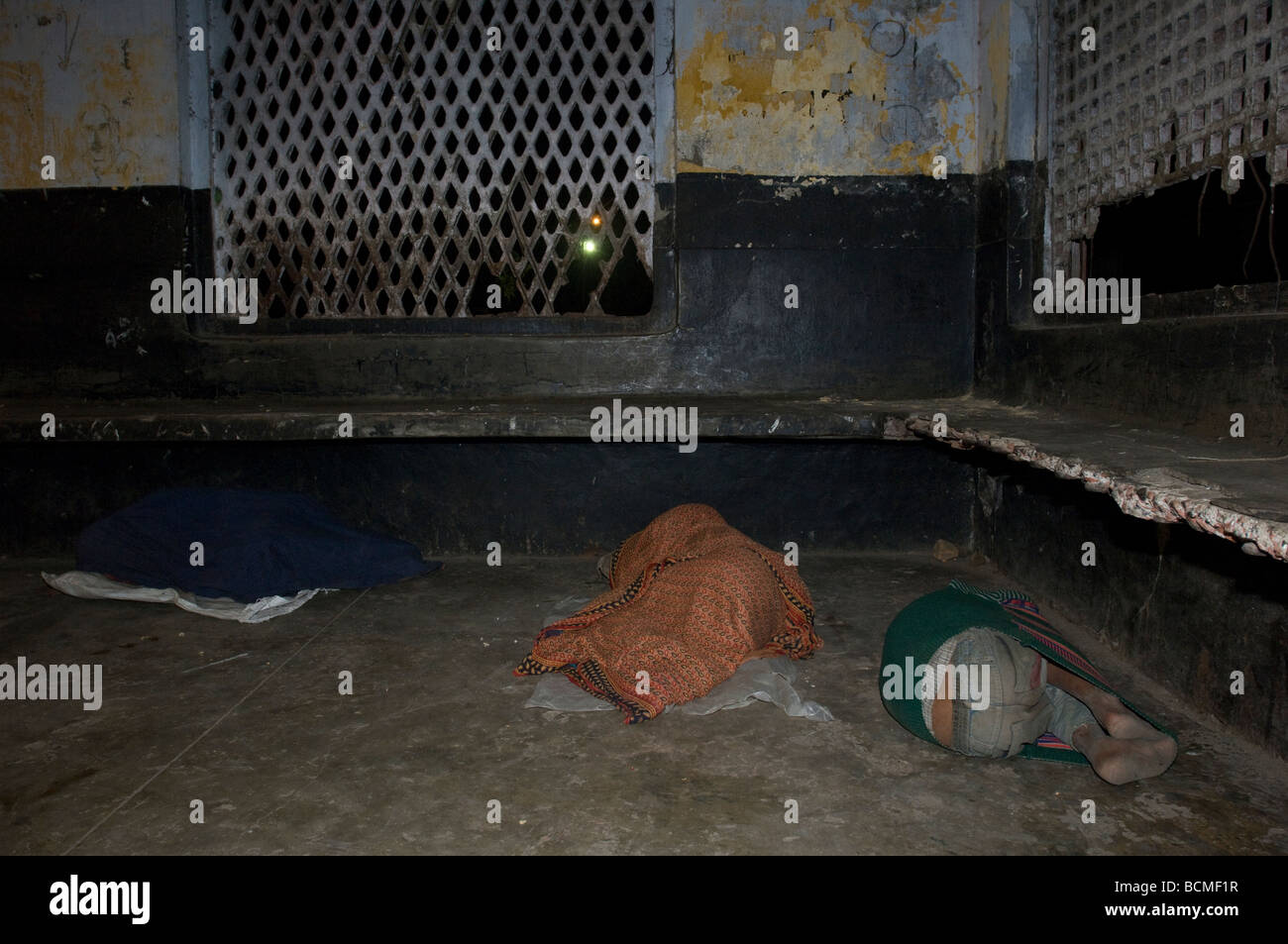 Homeless People Sleeping On Floor At Khulna Railway Station Stock