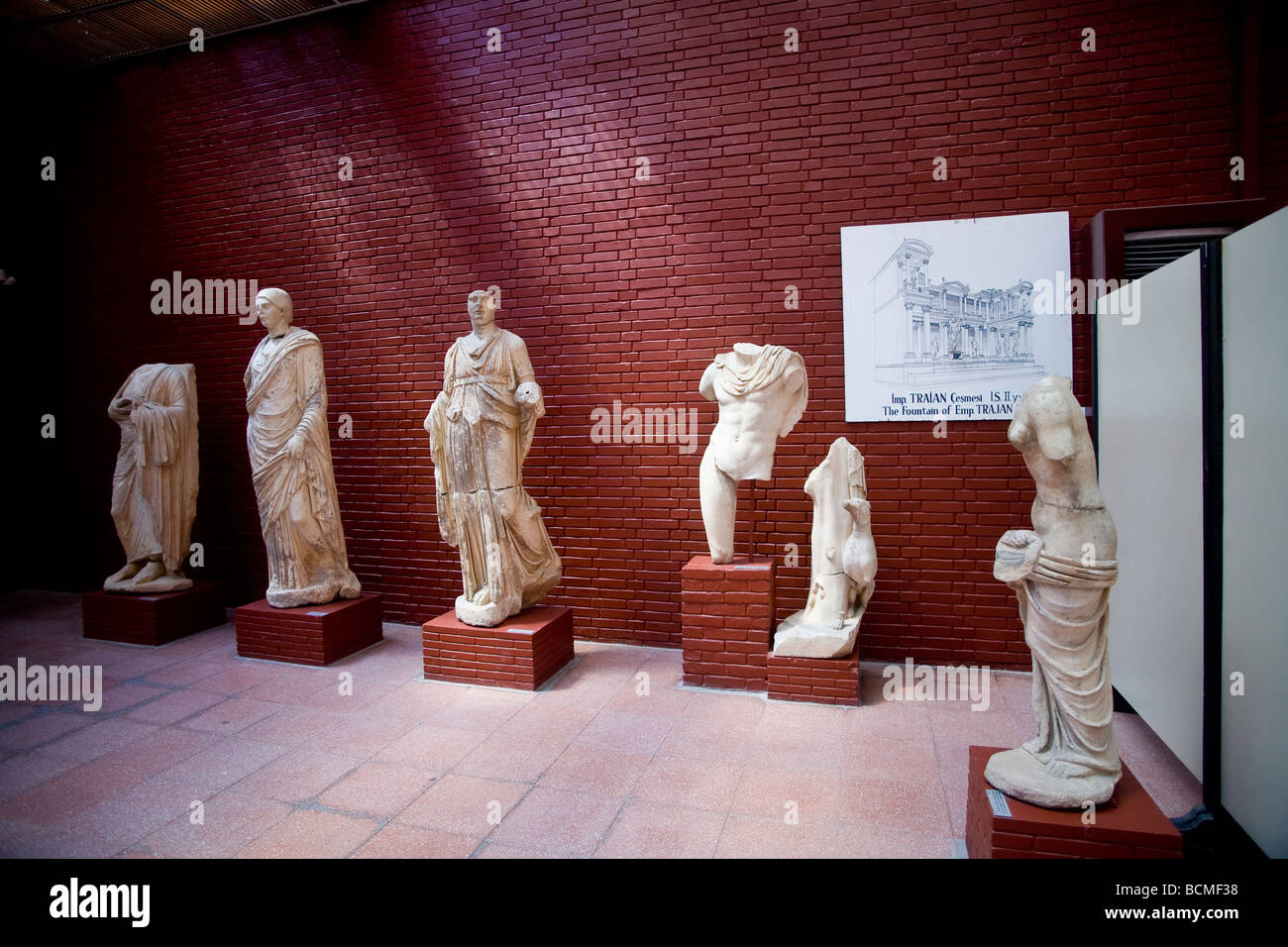 Ephesus Museum Fountain of Traian Fountain of Trajan Emperor Trajan. Stock Photo