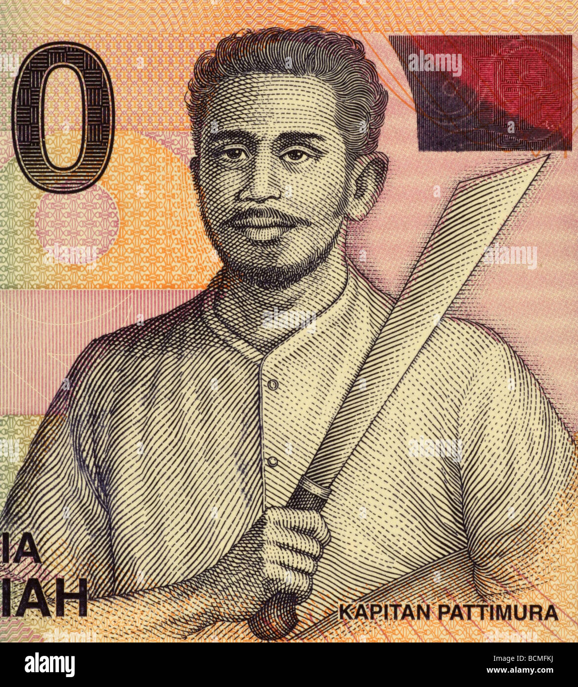 Kapitan Pattimura on 1000 Rupiah 2000 Banknote from Indonesia Stock Photo