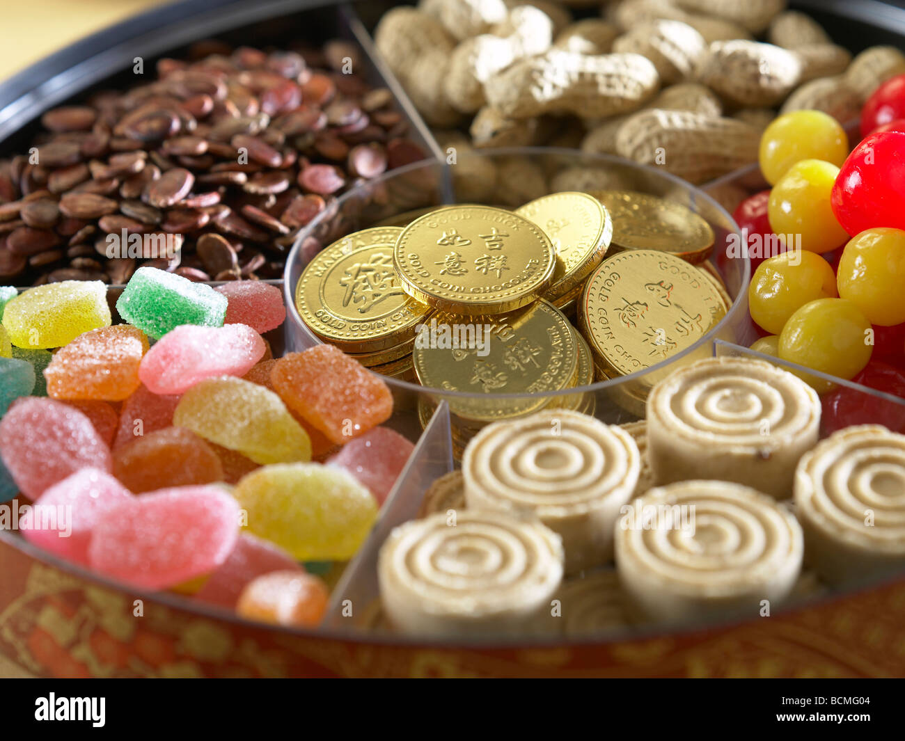 candy tray with candies and nuts Stock Photo Alamy