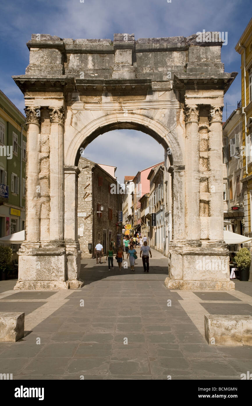 Croatia Istria Pula Triumphal Arch of Sergi Stock Photo