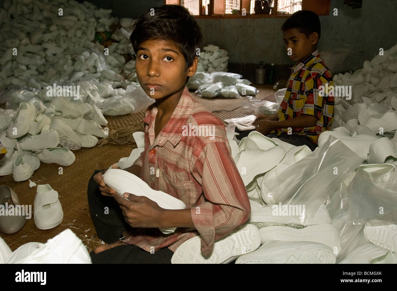 Dhaka child labour Shoe factory Stock Photo Alamy