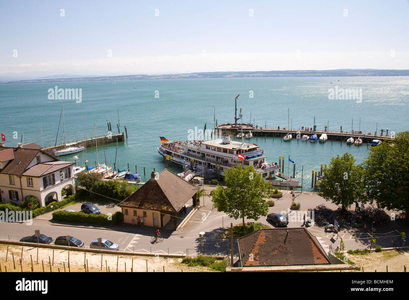 Meersburg Baden Wurttemberg Germany EU View down to the harbour on Lake Constance Stock Photo