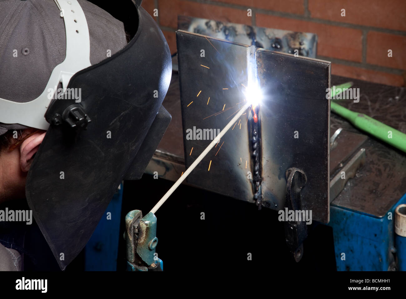 Manual metal arc welding Stock Photo