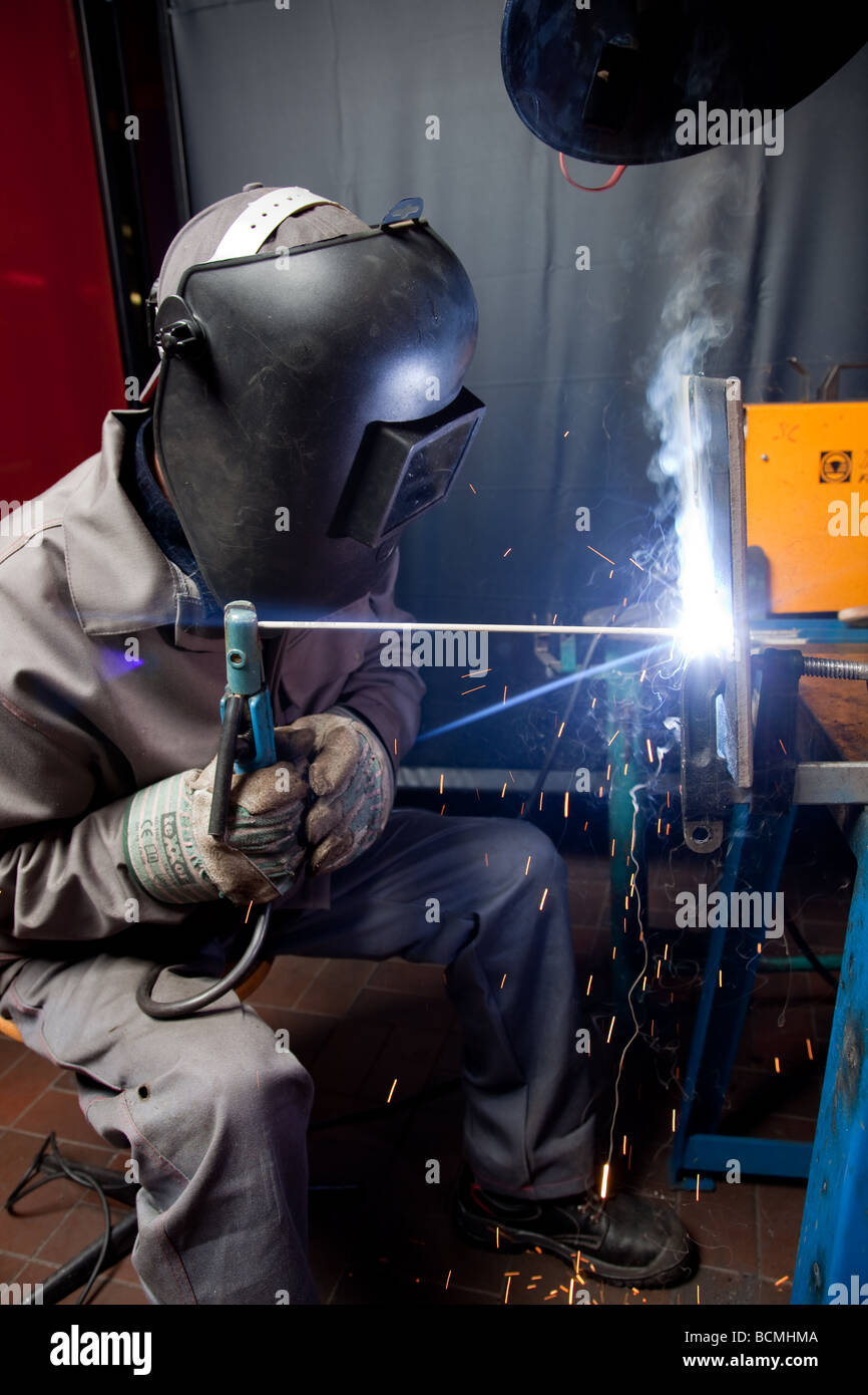 Manual metal arc welding Stock Photo