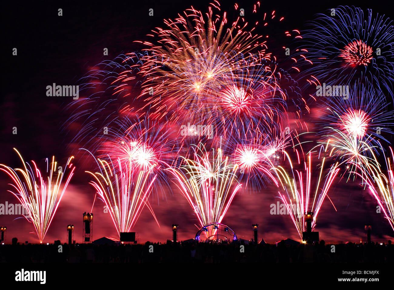 Berlin Fireworks during the Pyromusikale at the closed airport Berlin