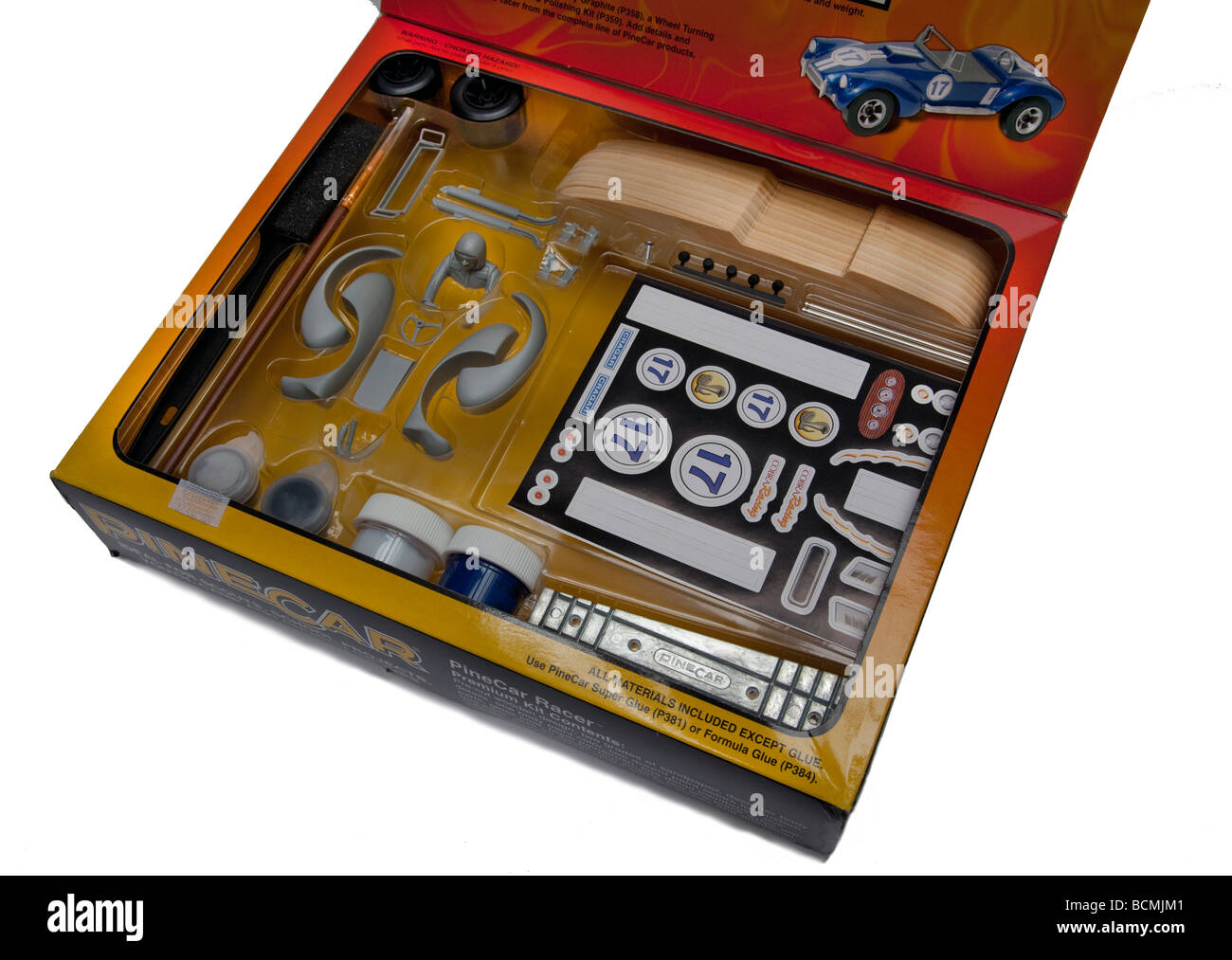 Toy racing car kit in the box Stock Photo