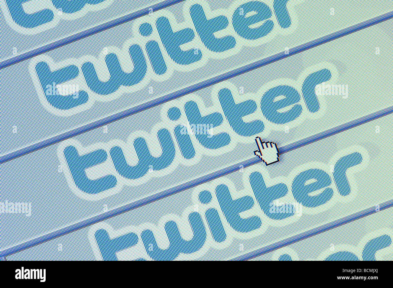 Macro screenshot of the Twitter social networking and micro-blogging website showing multiple Twitter logos (Editorial use only) Stock Photo