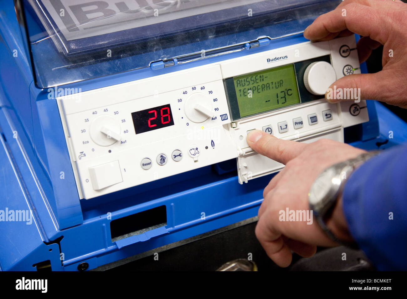 Control panel of the oil heating Stock Photo