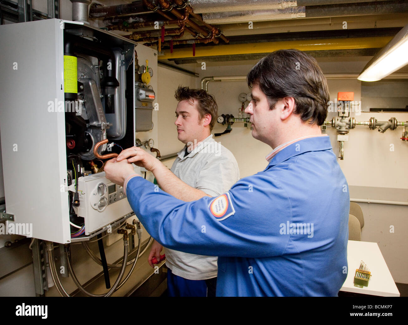 Training for heating ventilation and air conditioning in the school for master craftsmen in the Chamber of Trade Stock Photo