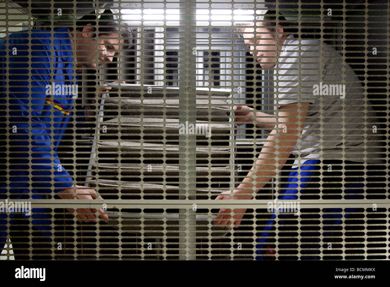 Exchange the filters in a air conditioning system Stock Photo Alamy