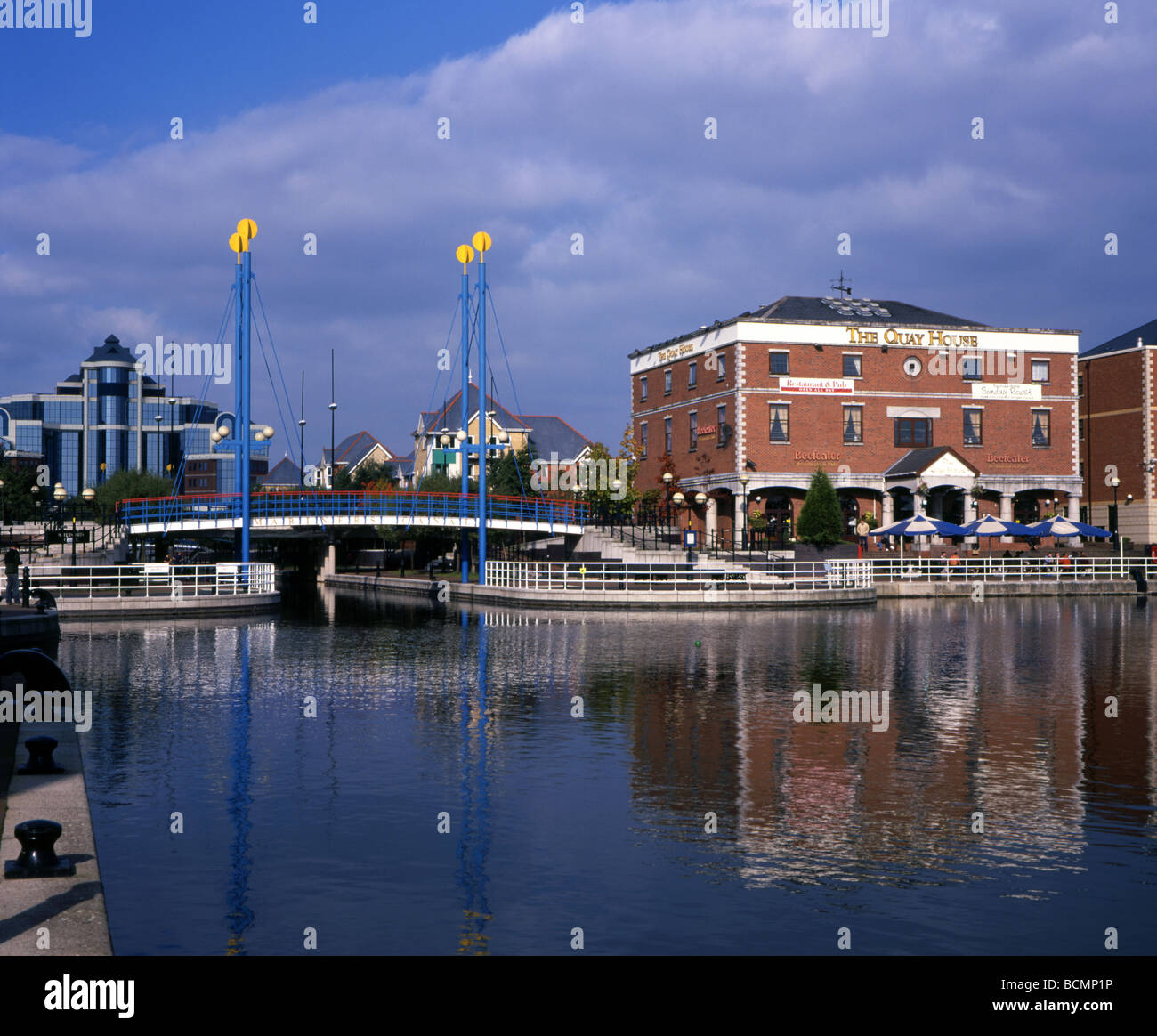 Dock Basin bridge bar and restaurant Salford Quays Greater Manchester