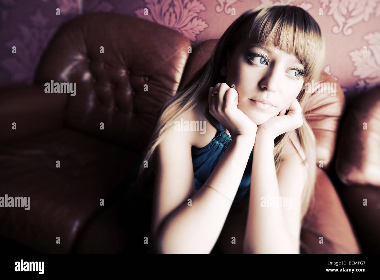 Womanly View Wide angle closeup woman face hi-res stock photography and images - Alamy