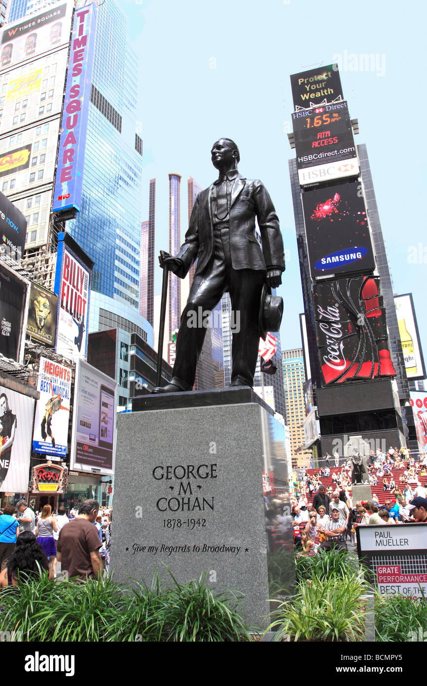 Statue of George M Cohan, famous American entertainer, playwright ...