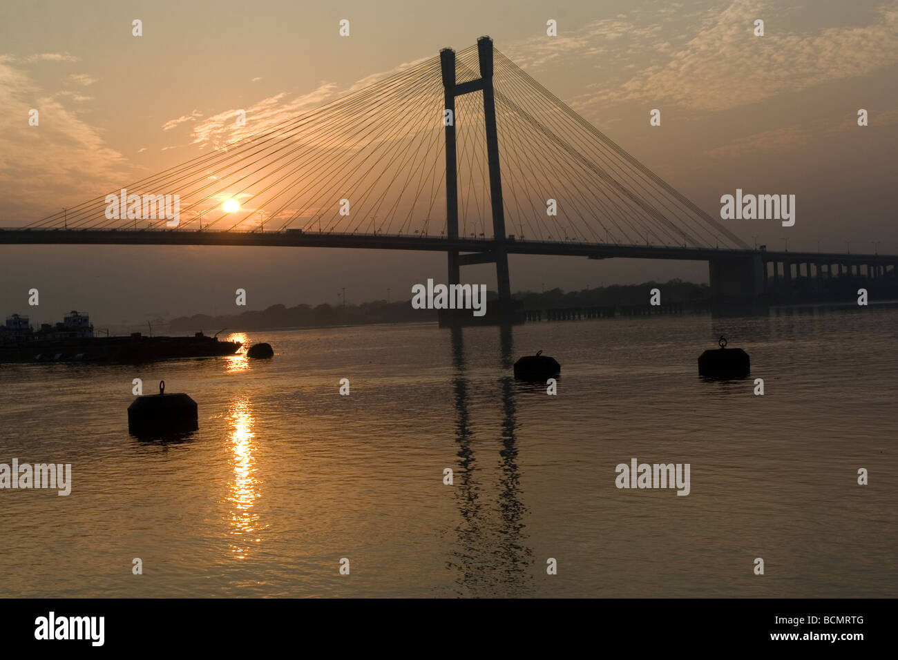 Vidyasaga Bridge also called second Hoogly bridge at evening in Kolkata ,India Stock Photo