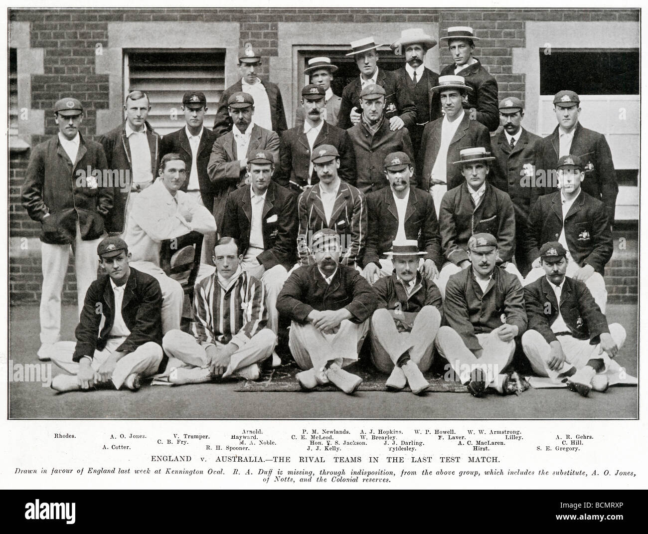 England and Australia 1905 teams for the final test of the Ashes at the Oval the game Drawn in Favour of England Stock Photo