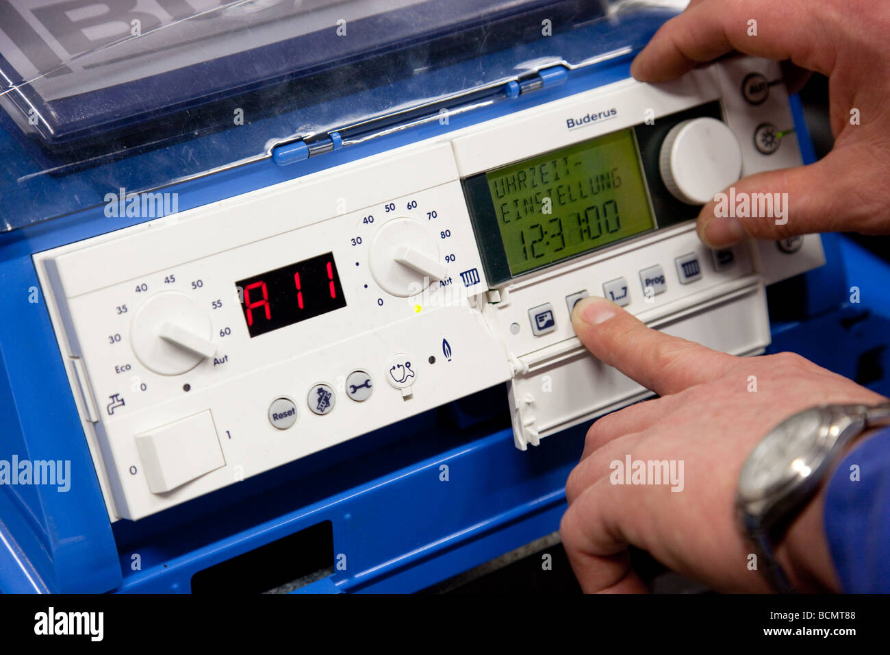 Control panel of the oil heating Stock Photo