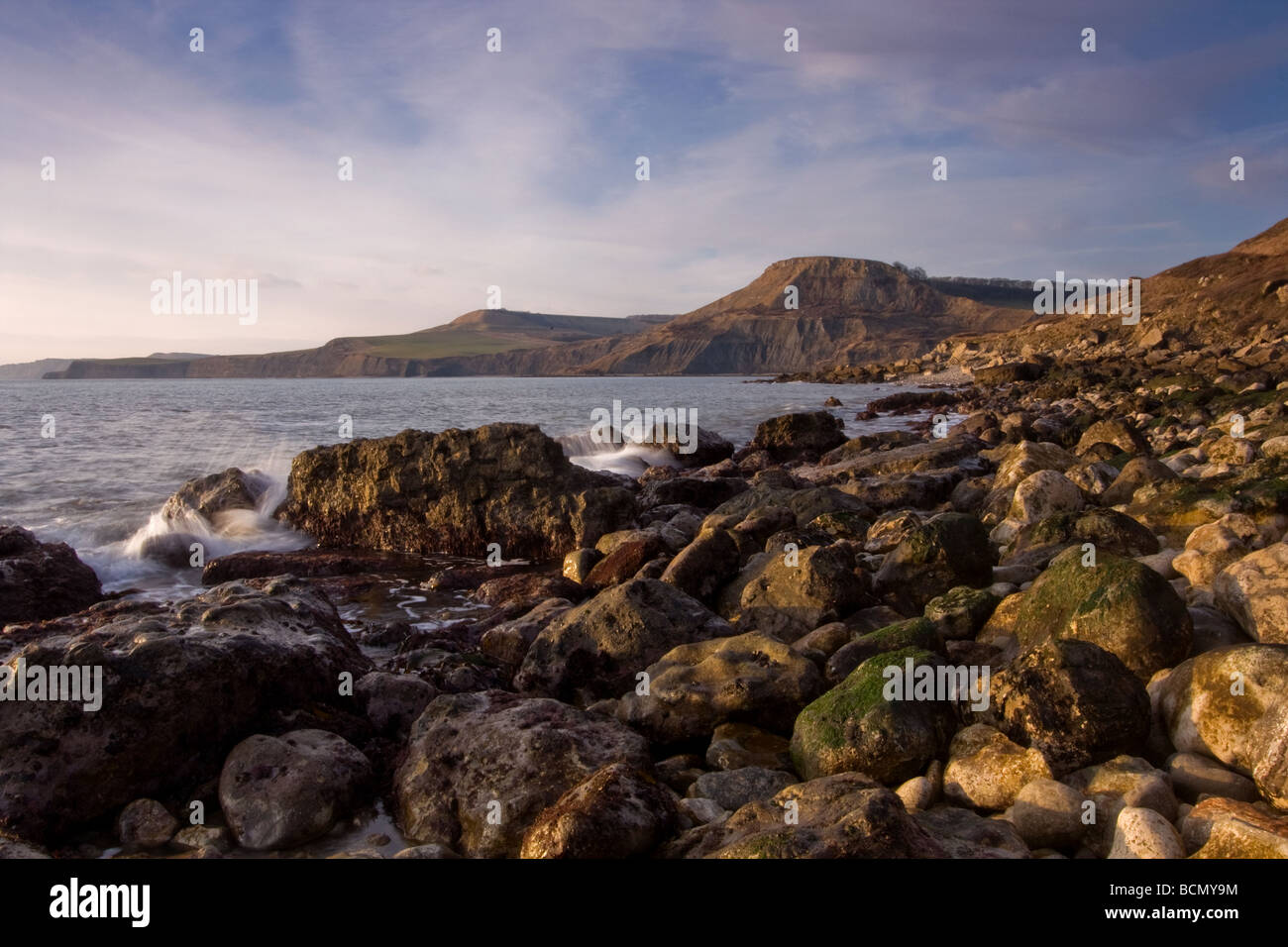 Houns Tout Cliff and Swyre Head from beneath St Aldhelm's Head on Dorset's Jurassic Coast Stock Photo