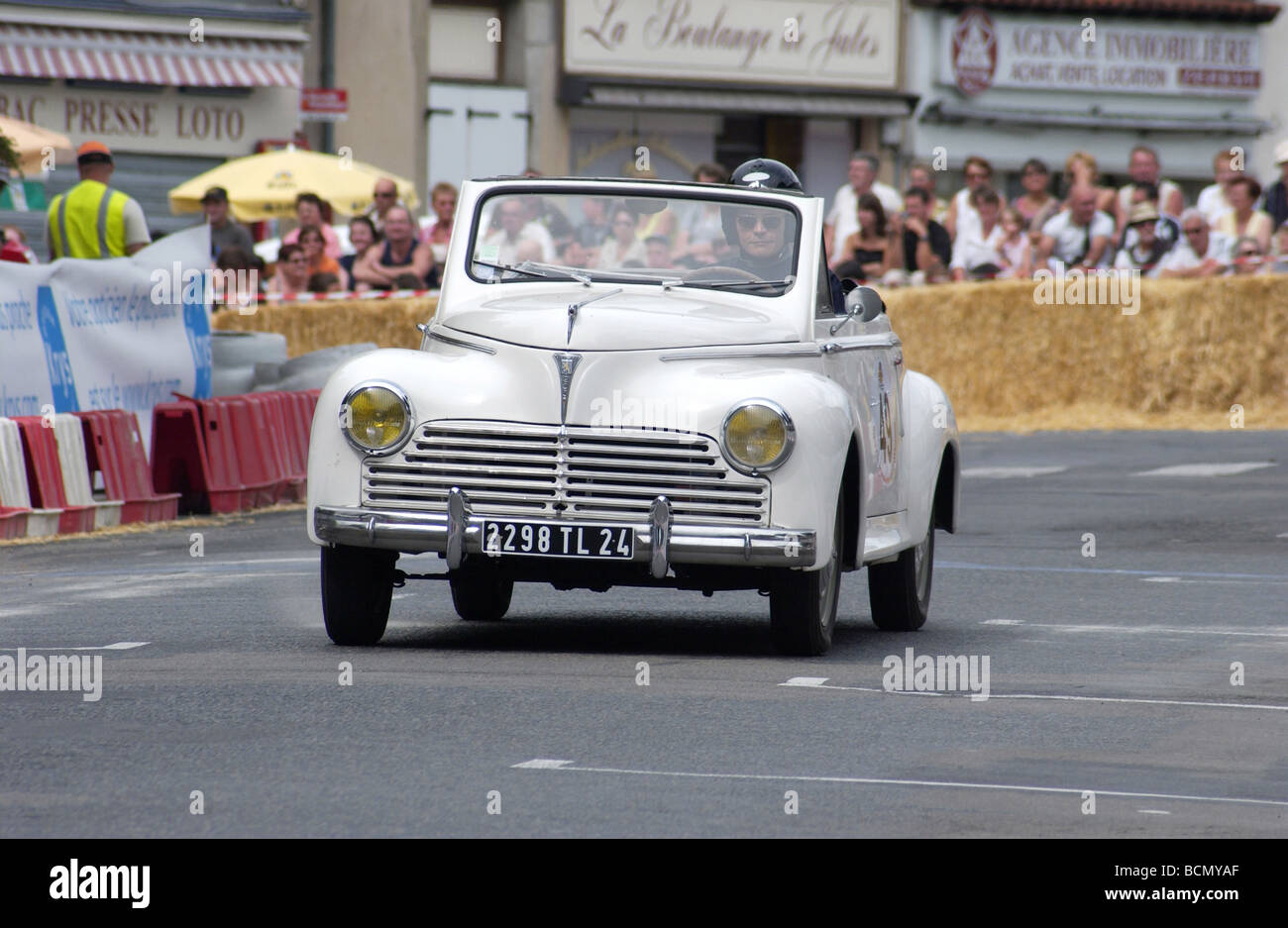 Classic 1959 Peugeot racing at the Historic grand prix Bressuire France Stock Photo