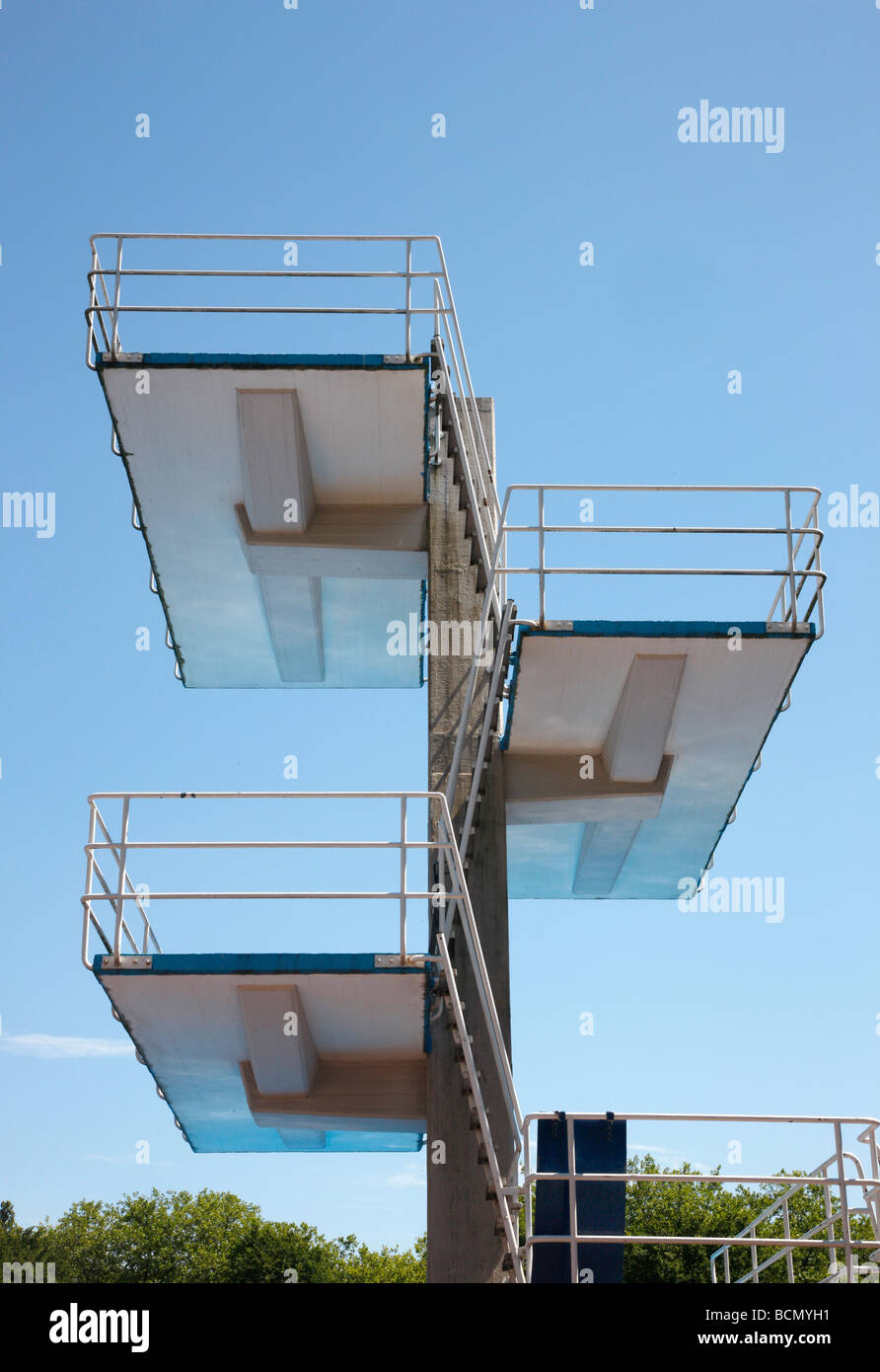 Diving platform in a public swimming pool Stock Photo Alamy