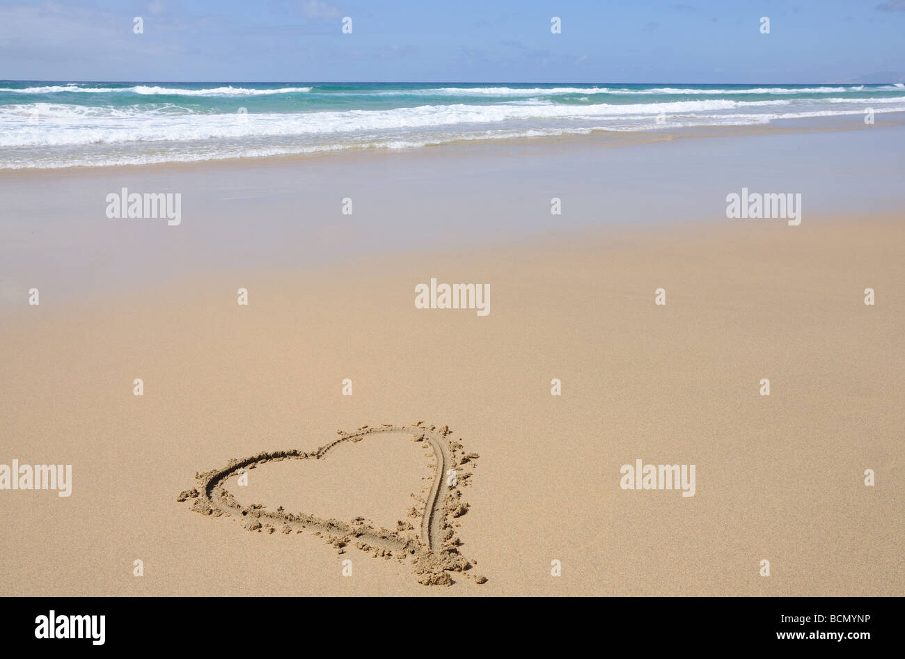 Heart symbol on a beautiful tropical beach Stock Photo