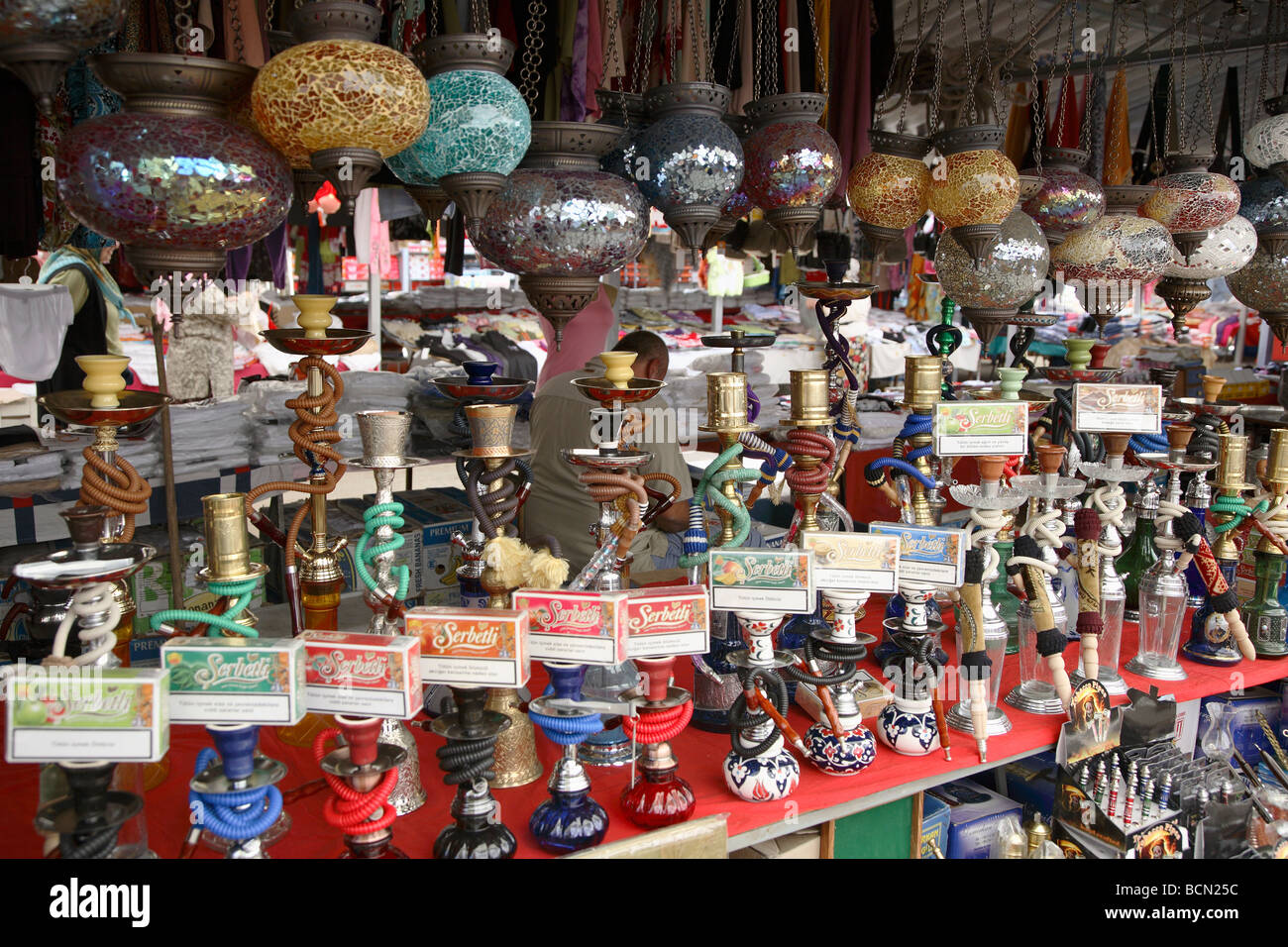 Water Pipes Market Stall Dalyan Turkey Stock Photo