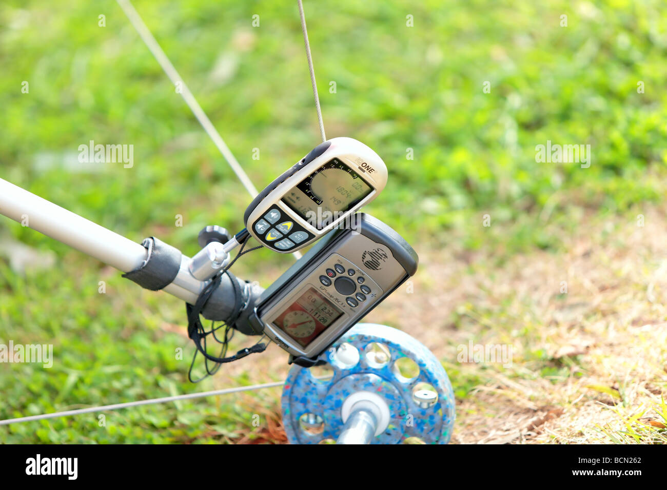 navigation and positioning equipment used on a hang glider for flight and destination info Stock