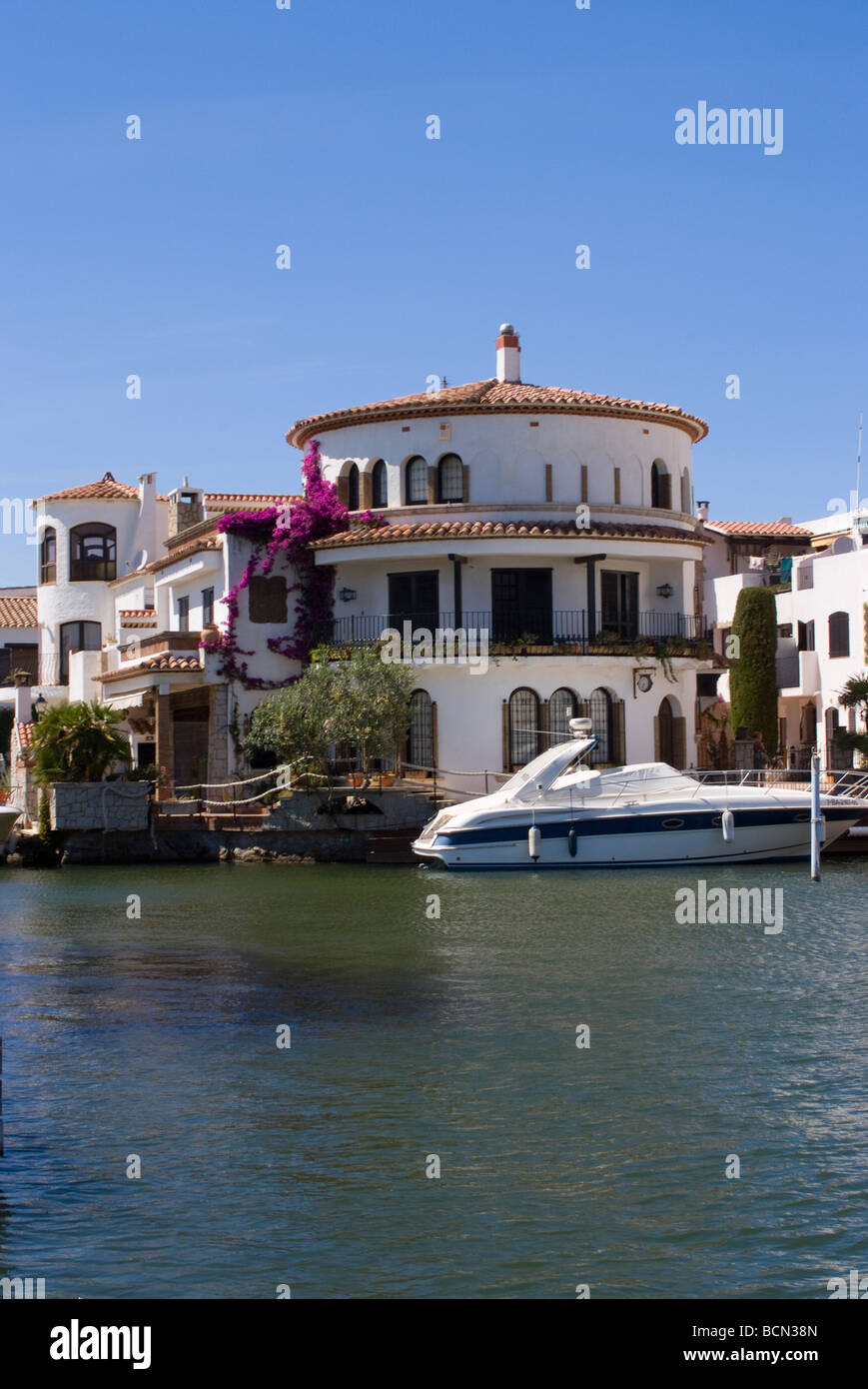 Part of the Canal Network with Villas Boats and Private Moorings at Empuriabrava Costa Brava