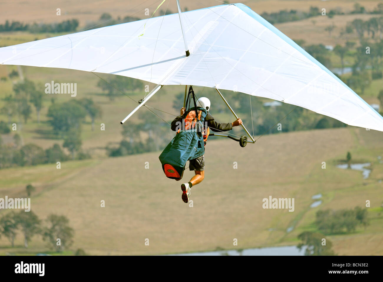Hang glider in flight after take off Stock Photo Alamy