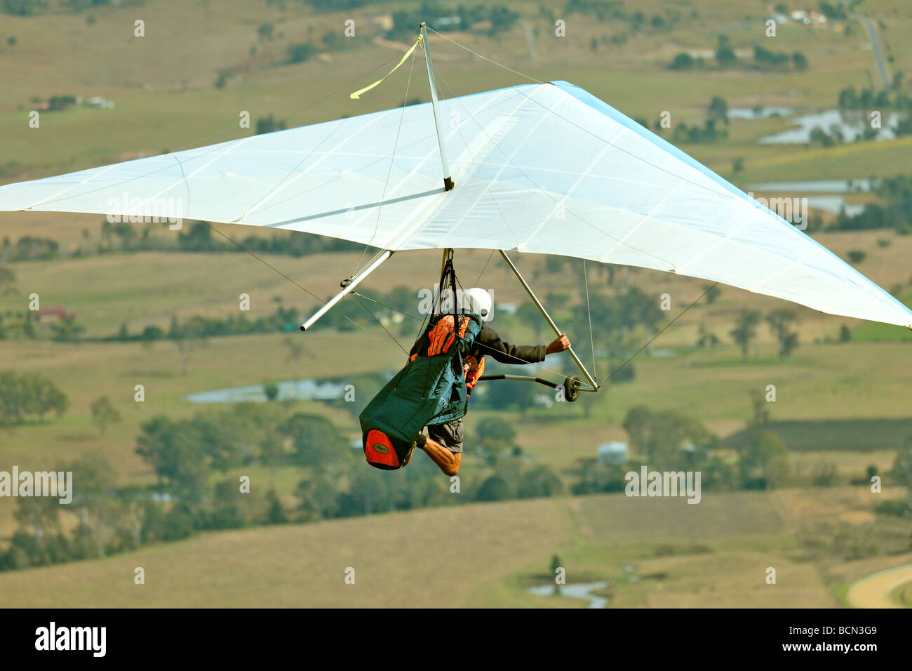 Hang glider in flight after take off Stock Photo Alamy