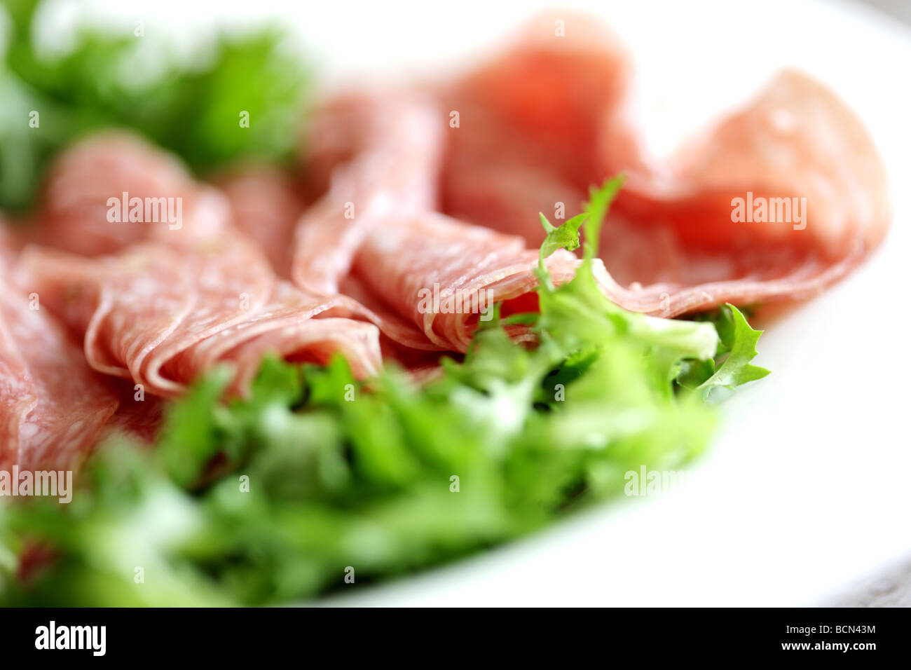 Freshly Prepared Italian Style Salami Milano Salad With No People Stock Photo