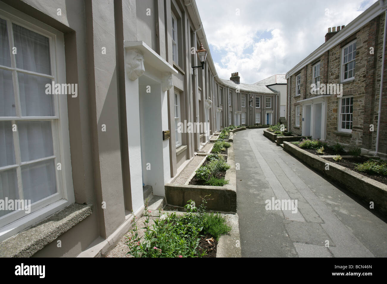 City of Truro, England. Row of Georgian town houses in Truro’s Walsingham Place. Stock Photo