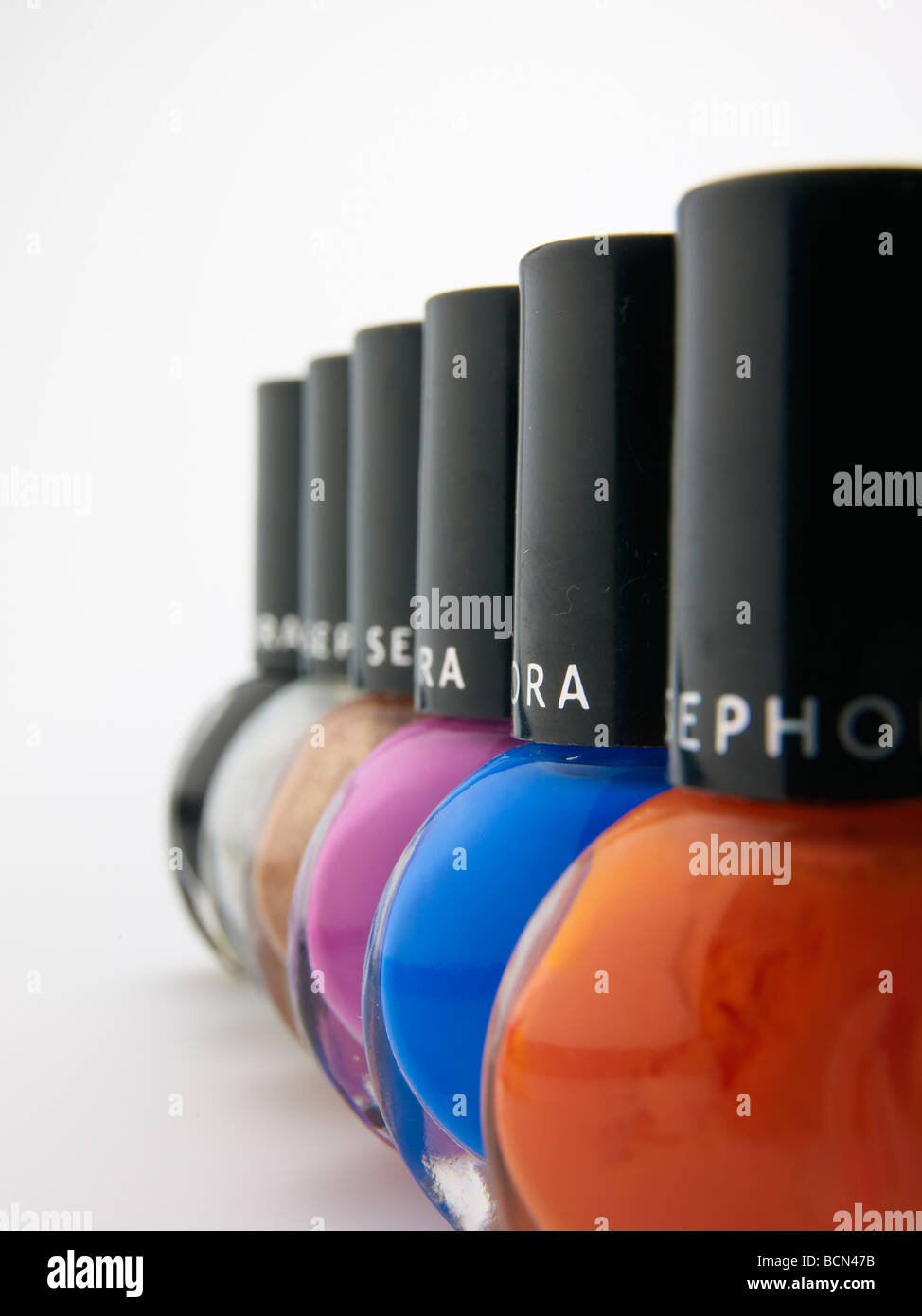 Row of Nail Varnish Bottles Stock Photo Alamy