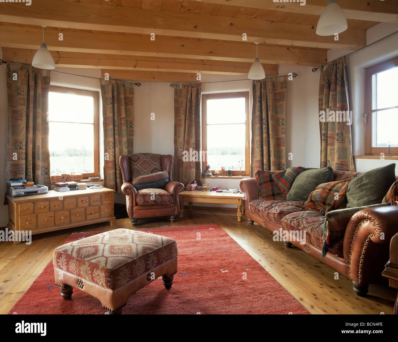 Living room in ecological wooden house, Ireland Stock Photo Alamy