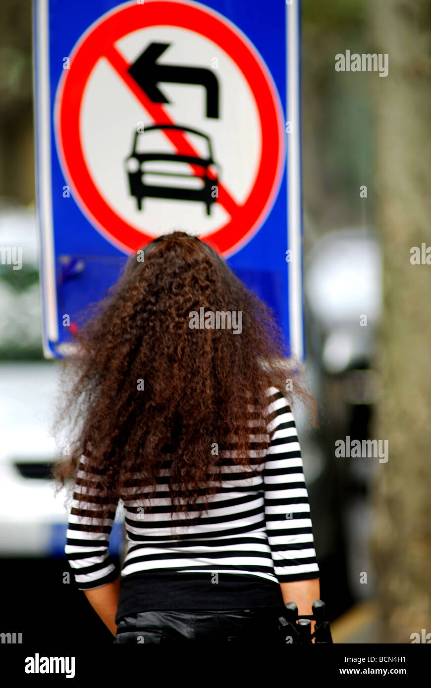 Back of a young woman with permed hair, Shanghai, China Stock Photo