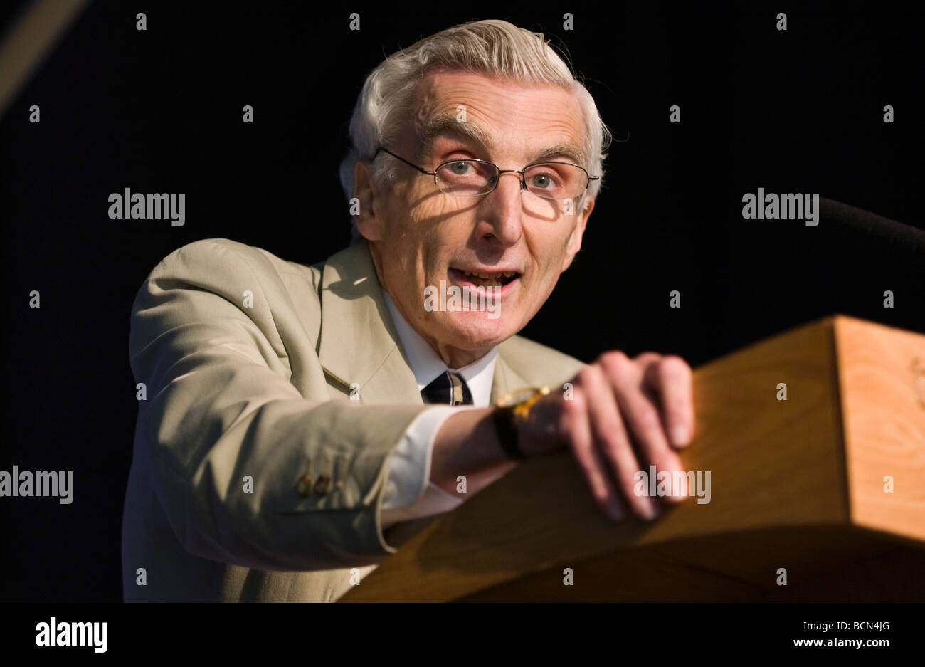Astronomer Royal Martin Rees Baron Rees of Ludlow giving a lecture on The World in 2050 at Hay Festival 2009  Stock Photo