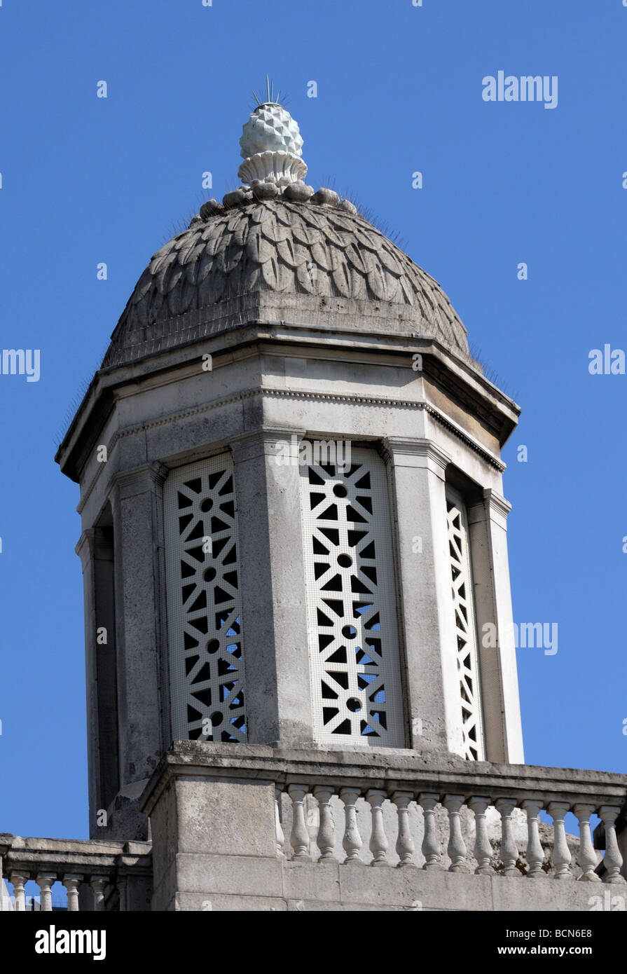 A lead roofed cupola  above the entrance to the National Gallery Trafalgar Square, London, England, UK Stock Photo