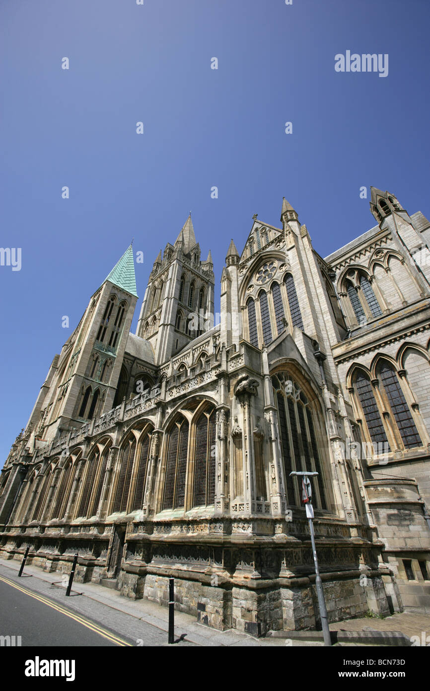 City of Truro, England. Southern elevation of Truro Cathedral viewed from High Cross. Stock Photo