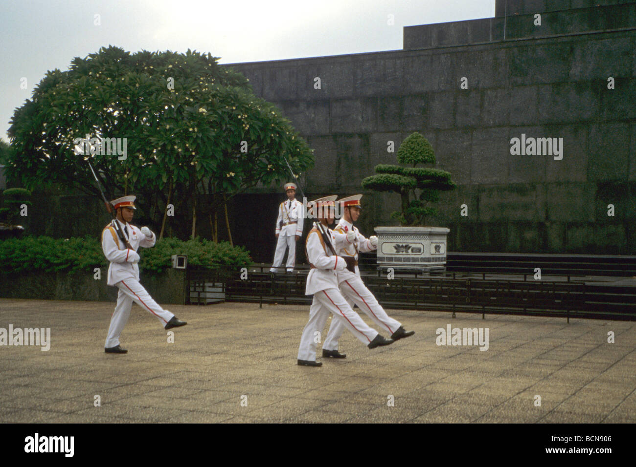 vietnam Military pickets to the Hochimin Mausoleum Hanoi Stock Photo