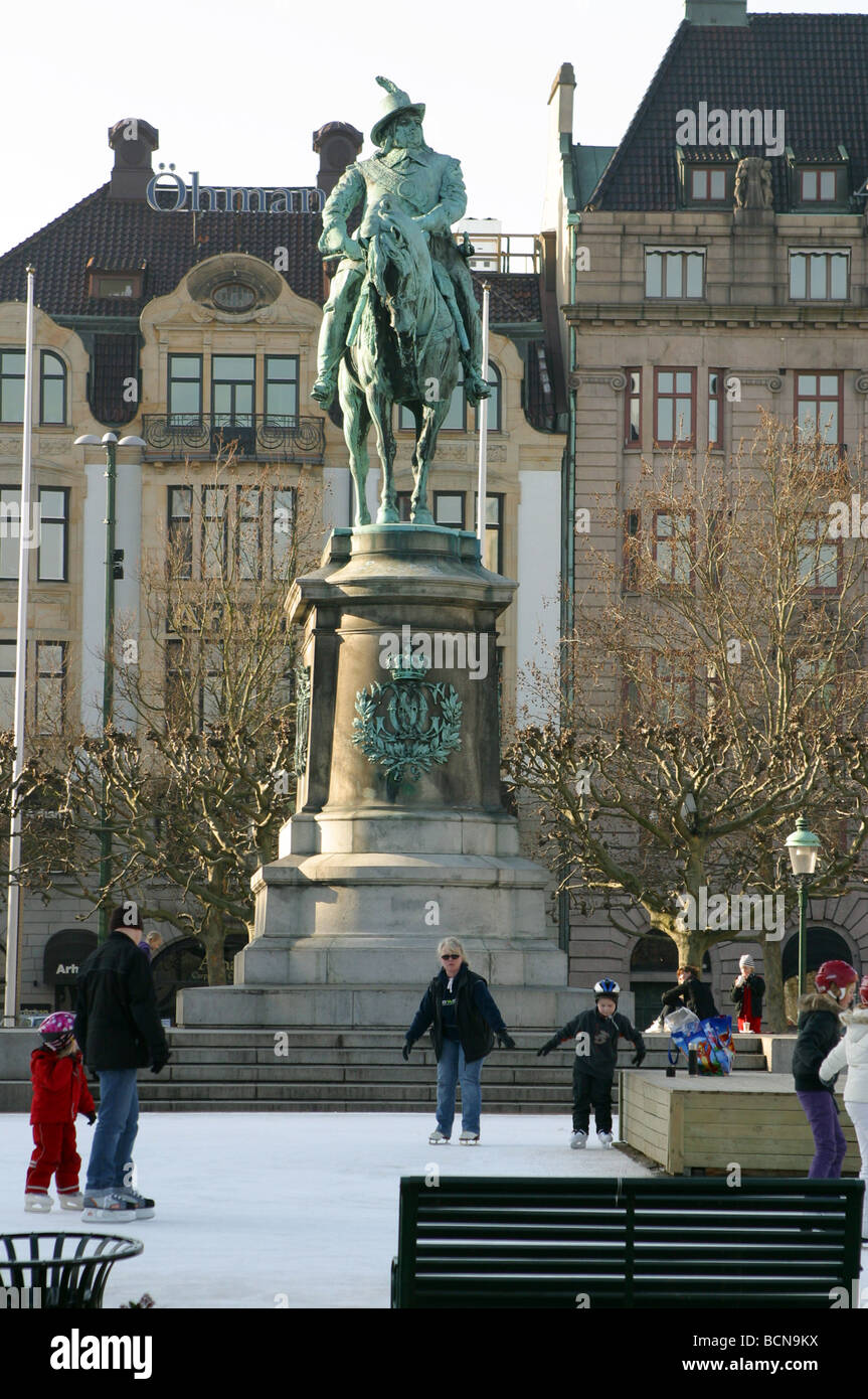 Karl X Gustav statue in Stortorget, Malmo, Sweden Stock Photo