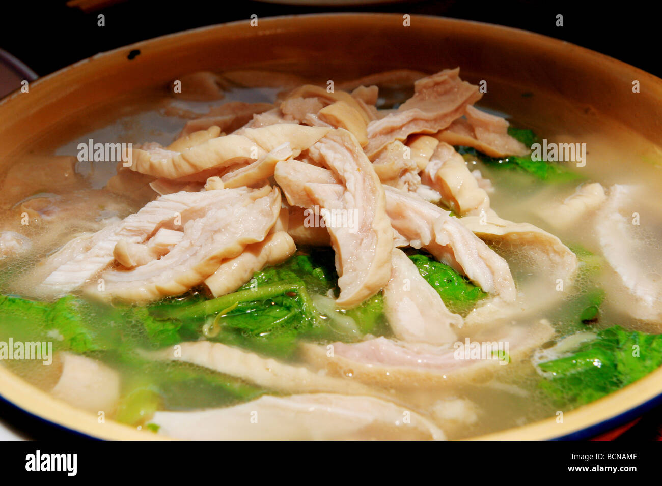 Pig's intestine soup, Shuangliu, Szechwan Province, China Stock Photo