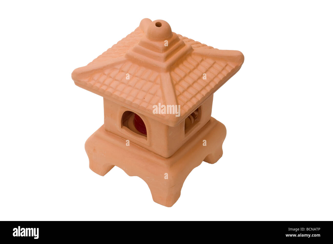 Terracotta garden candle burner with clipping path Stock Photo Alamy