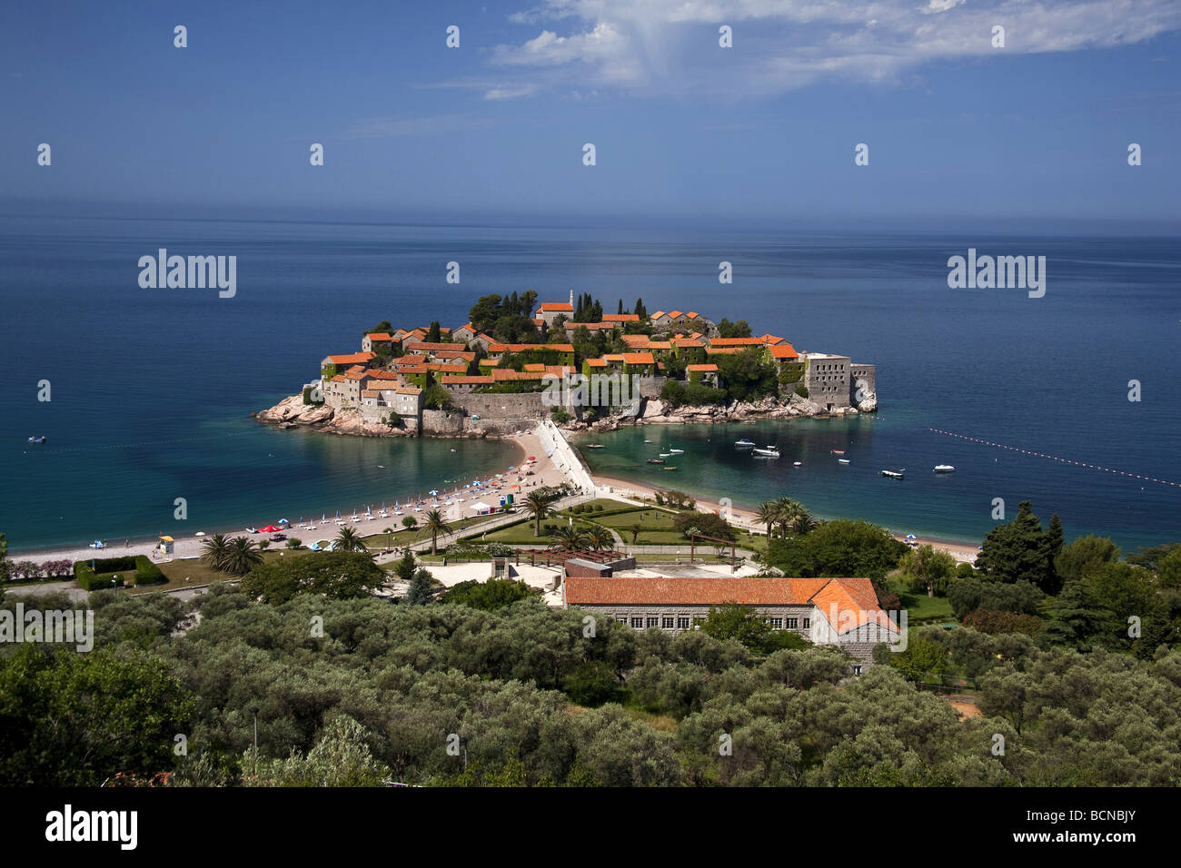 Sveti Stefan, Montenegro, Adriatic Sea, coast resort Stock Photo