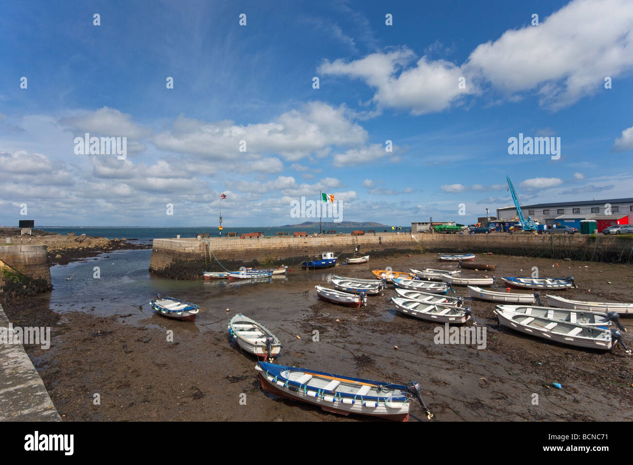 Small boats in Dalkey harbour near Dun Laoghaire near Dublin Ireland