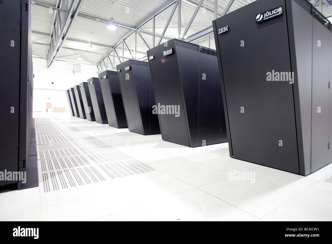 Supercomputer Jugene Researchers from all disciplines make use of supercomputers in order to discover how the climate is changin Stock Photo