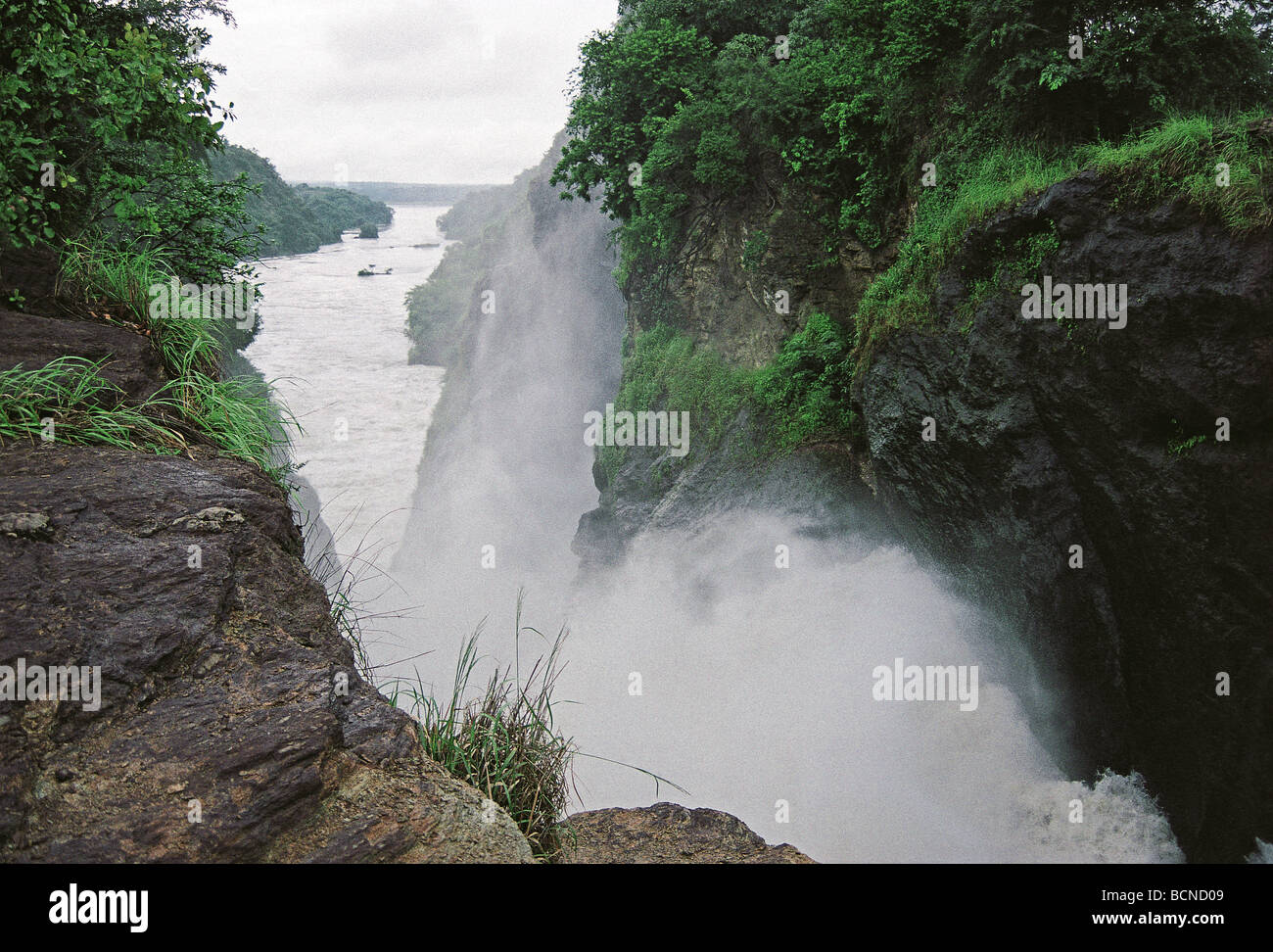 Looking down River Nile from the top of the waterfalls in Murchison Falls National Park Uganda East Africa Stock Photo