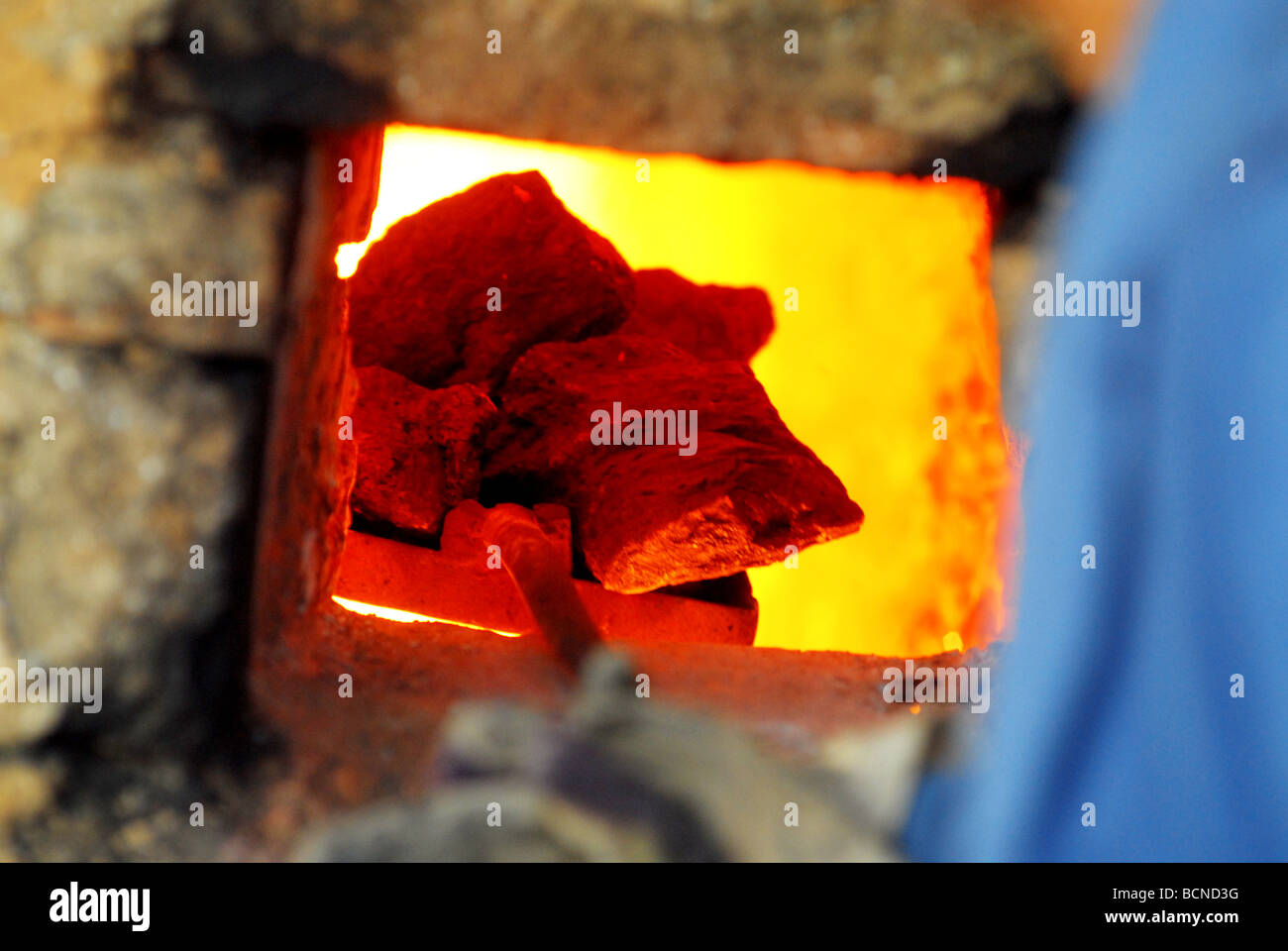 Charcoal burning in century old kiln, Shuangliu, Szechwan Province
