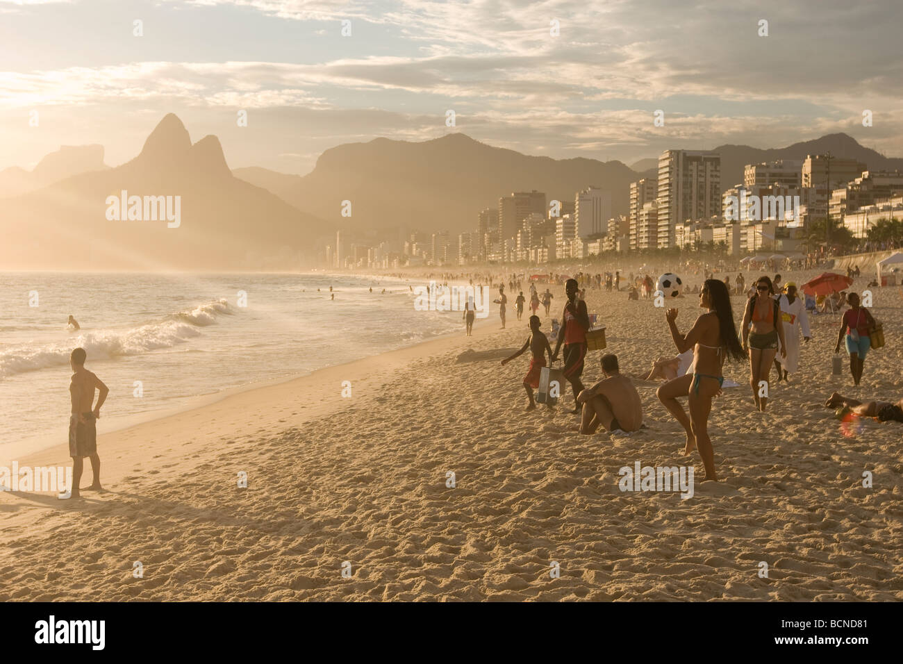 The Sunset at Ipanema beach, Rio de Janeiro Stock Photo
